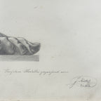 Antique pencil drawing Feet, artist F. Mucke, Austria 1802