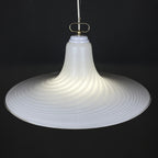 Vintage Murano Glass Pendant Lamp: Swirl White Mid-Century Lighting