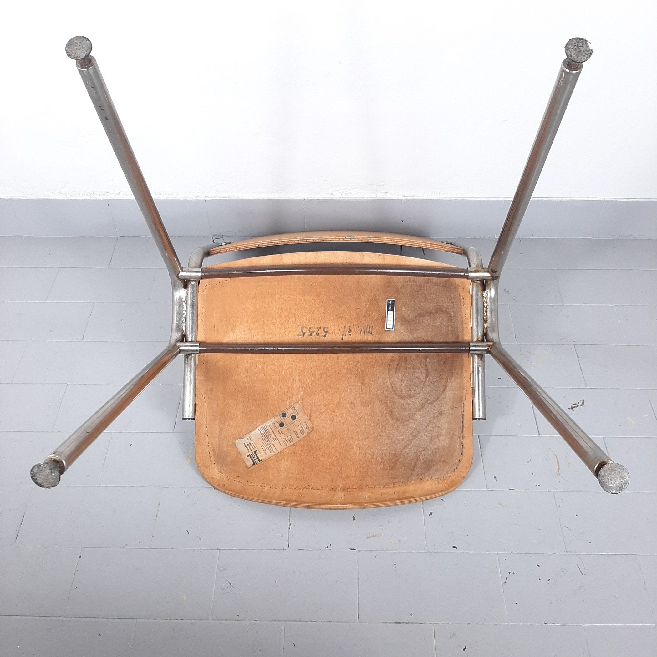 Retro desk chair from 80s Yugoslavia Stol Kamnik Plywood Metal Chrome Leg Retro office
