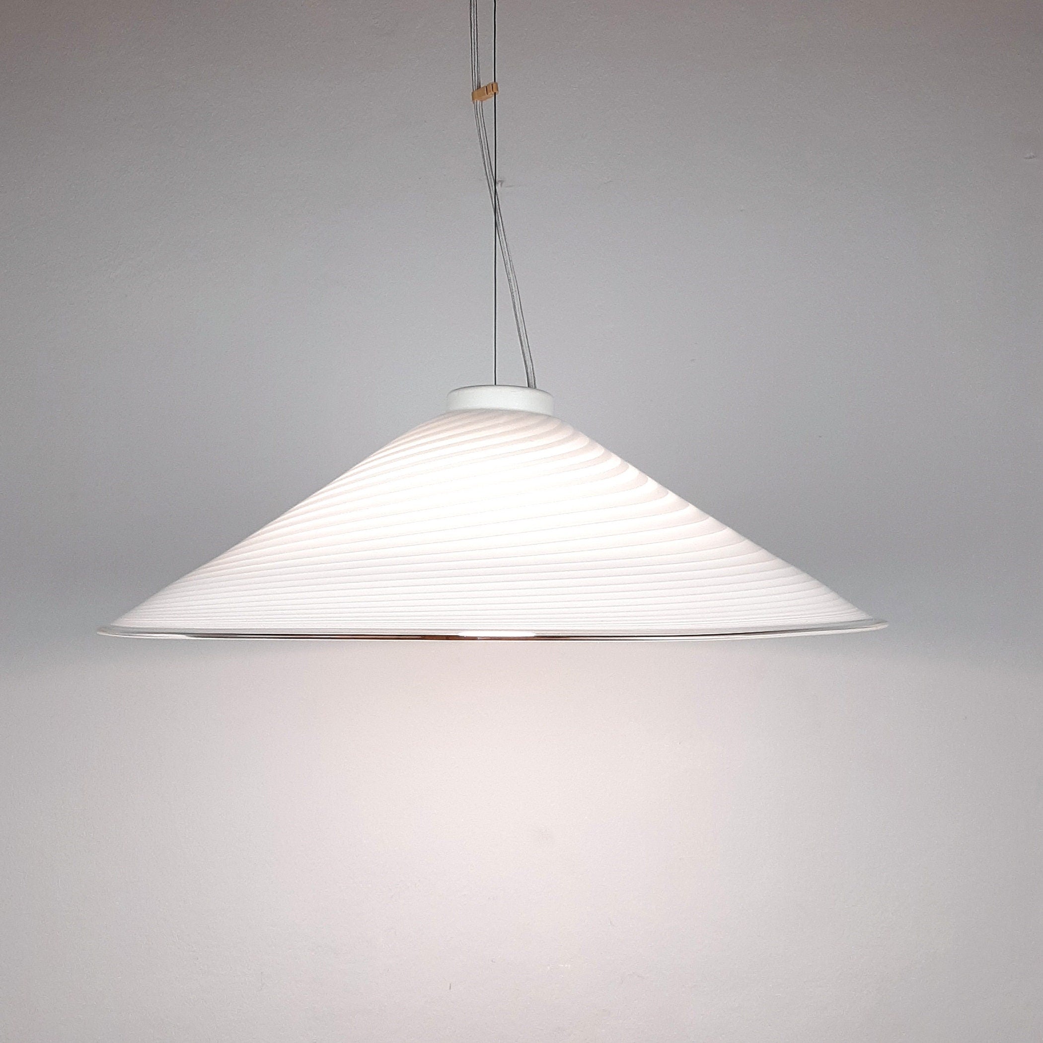 Retro swirl murano glass pendant lamp Italy 1970s Mid-century light