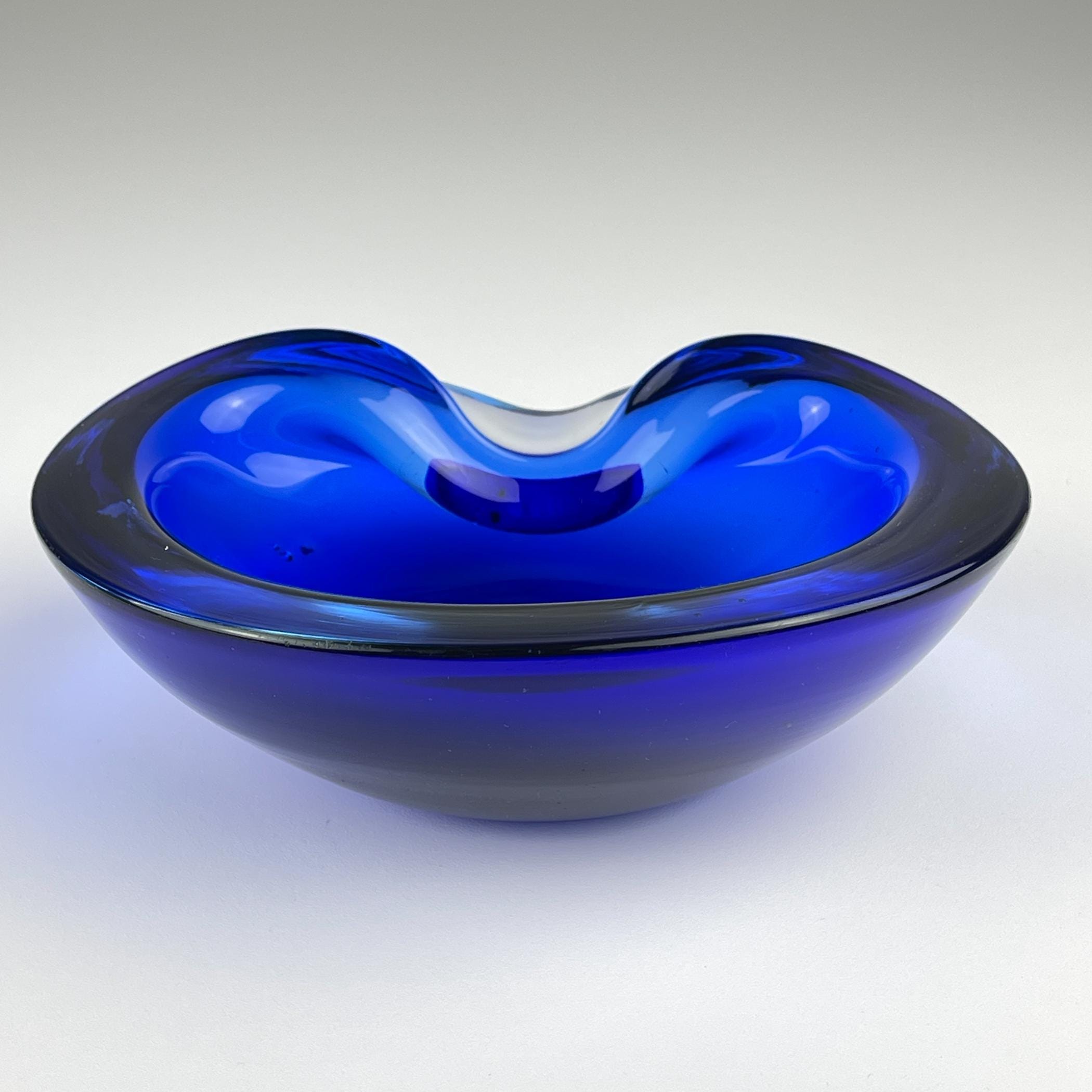 Blue Murano glass ashtray, Italy 1970s, Vintage home decor