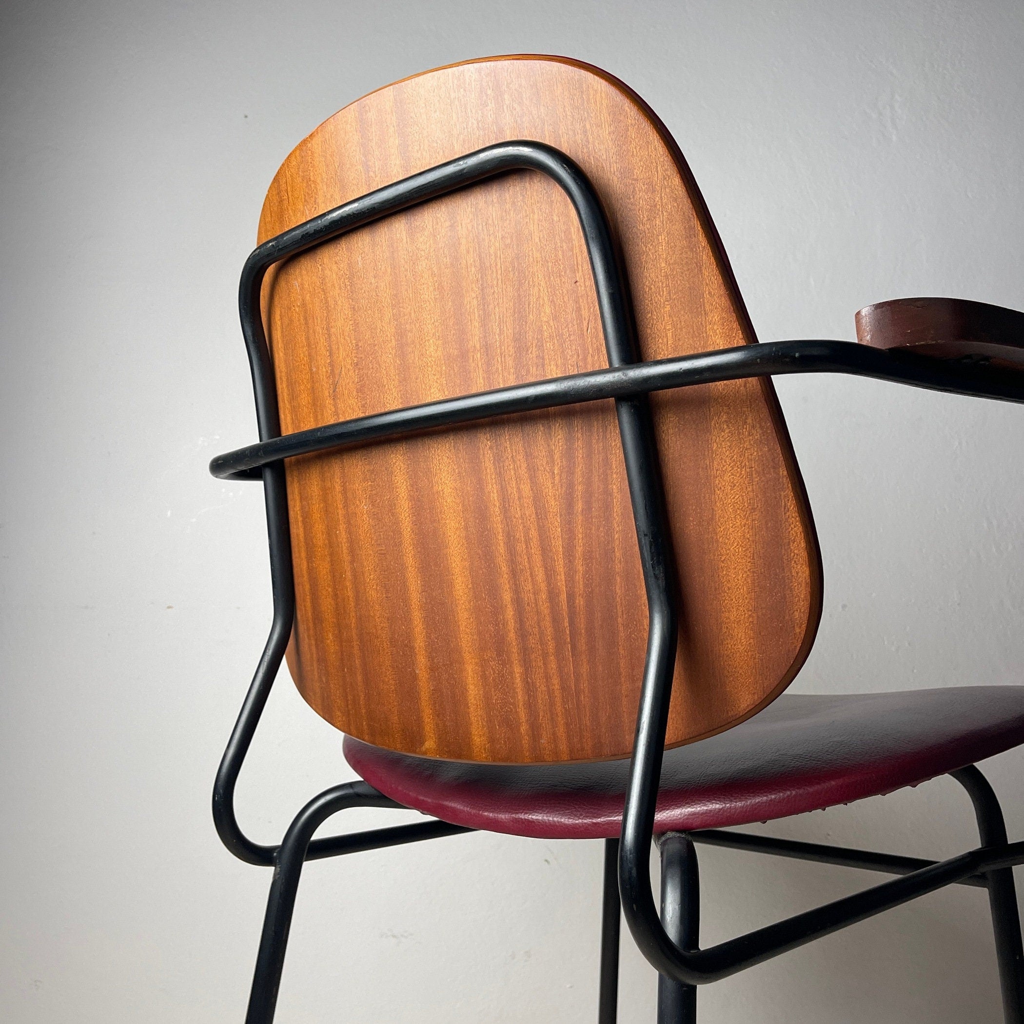 Mid-century red chair Italy 1960s Vintage italian furniture Home office chair