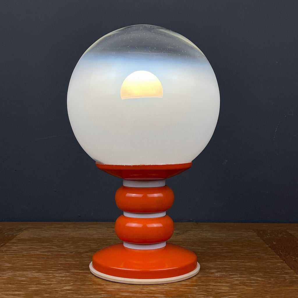 Vintage Opaline Glass Table Lamp: Italian Mid-Century Modern Lighting
