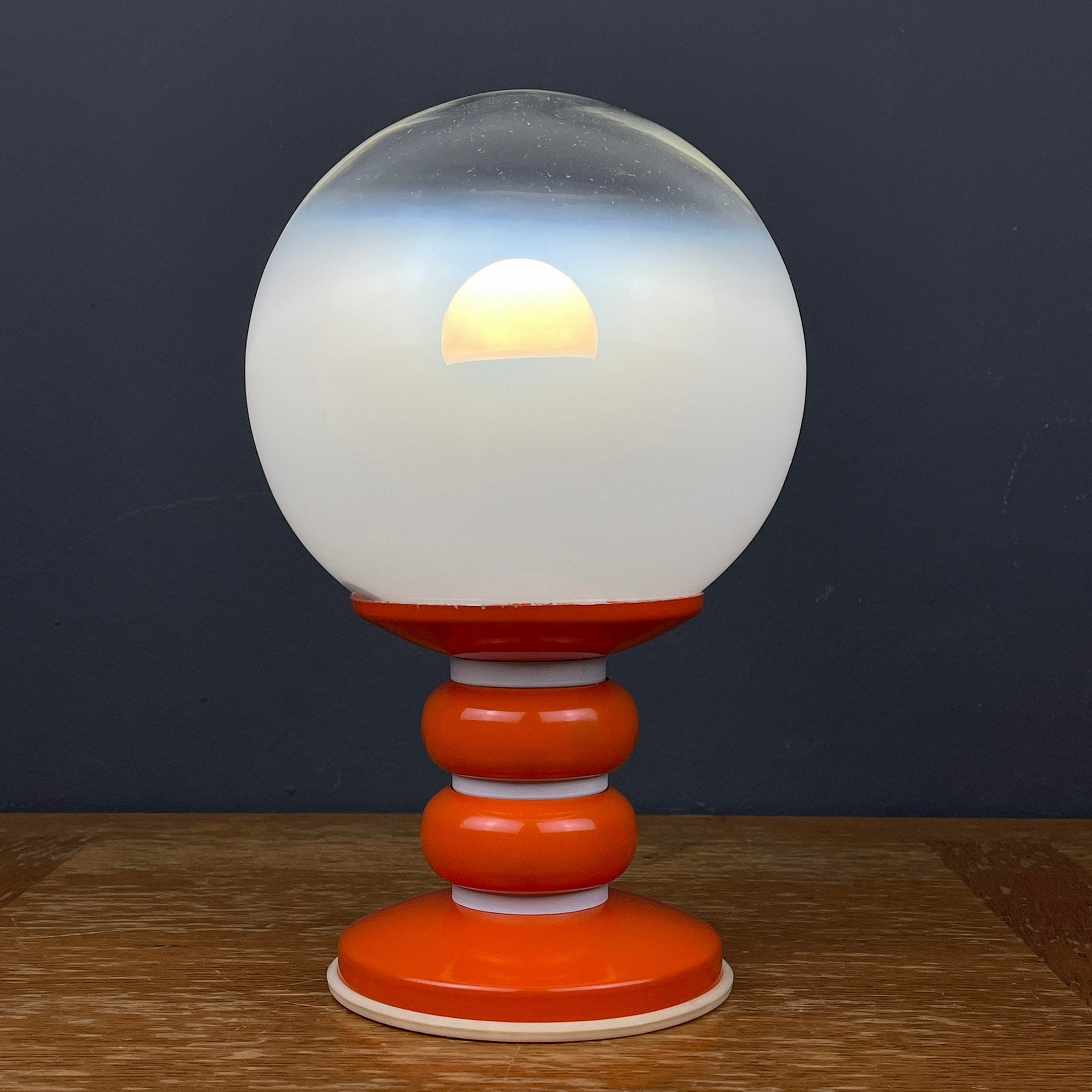 Vintage Opaline Glass Table Lamp: Italian Mid-Century Modern Lighting