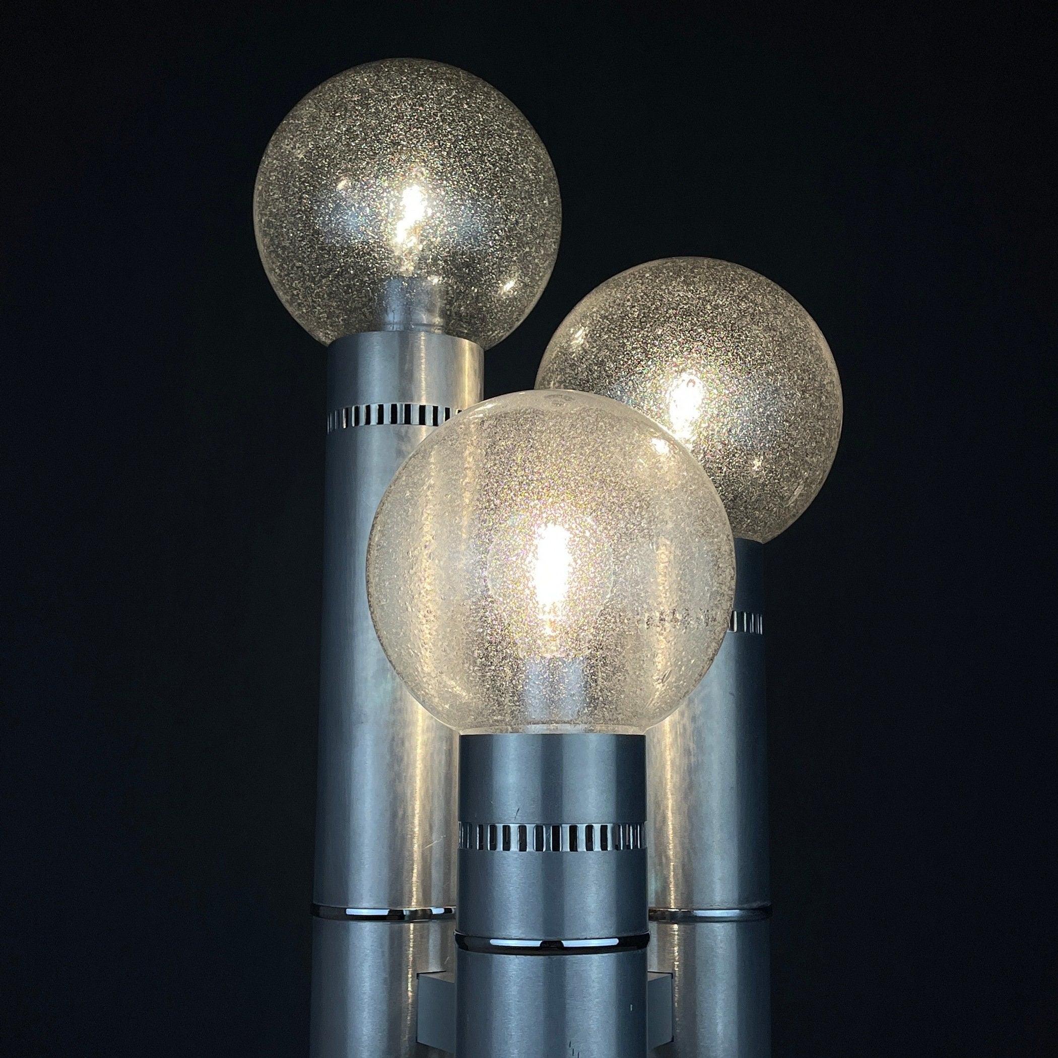 Vintage Italian Brushed Aluminum Floor Lamp: MCM Space Age Lighting