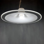 Murano glass white pendant lamp Italy 1970s Mid-century lighting XL ceiling lamp