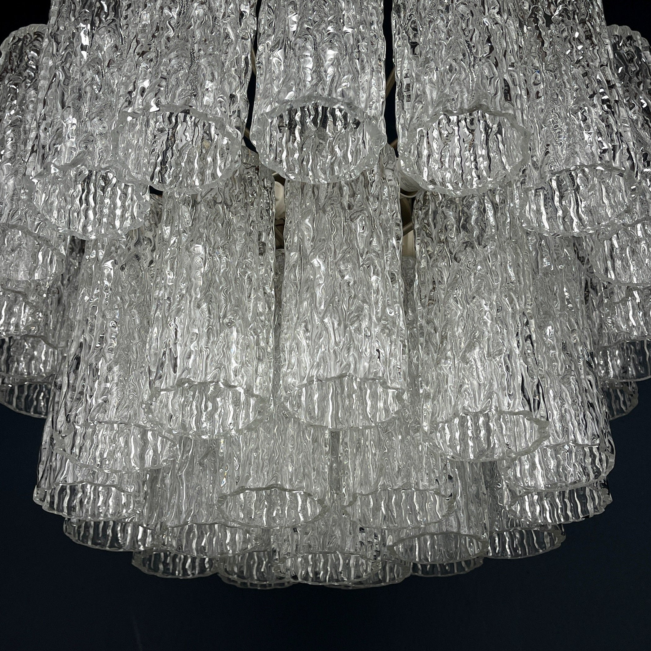 Mid-century murano glass chandelier Tronchi by Toni Zuccheri for Venini Italy 1960s