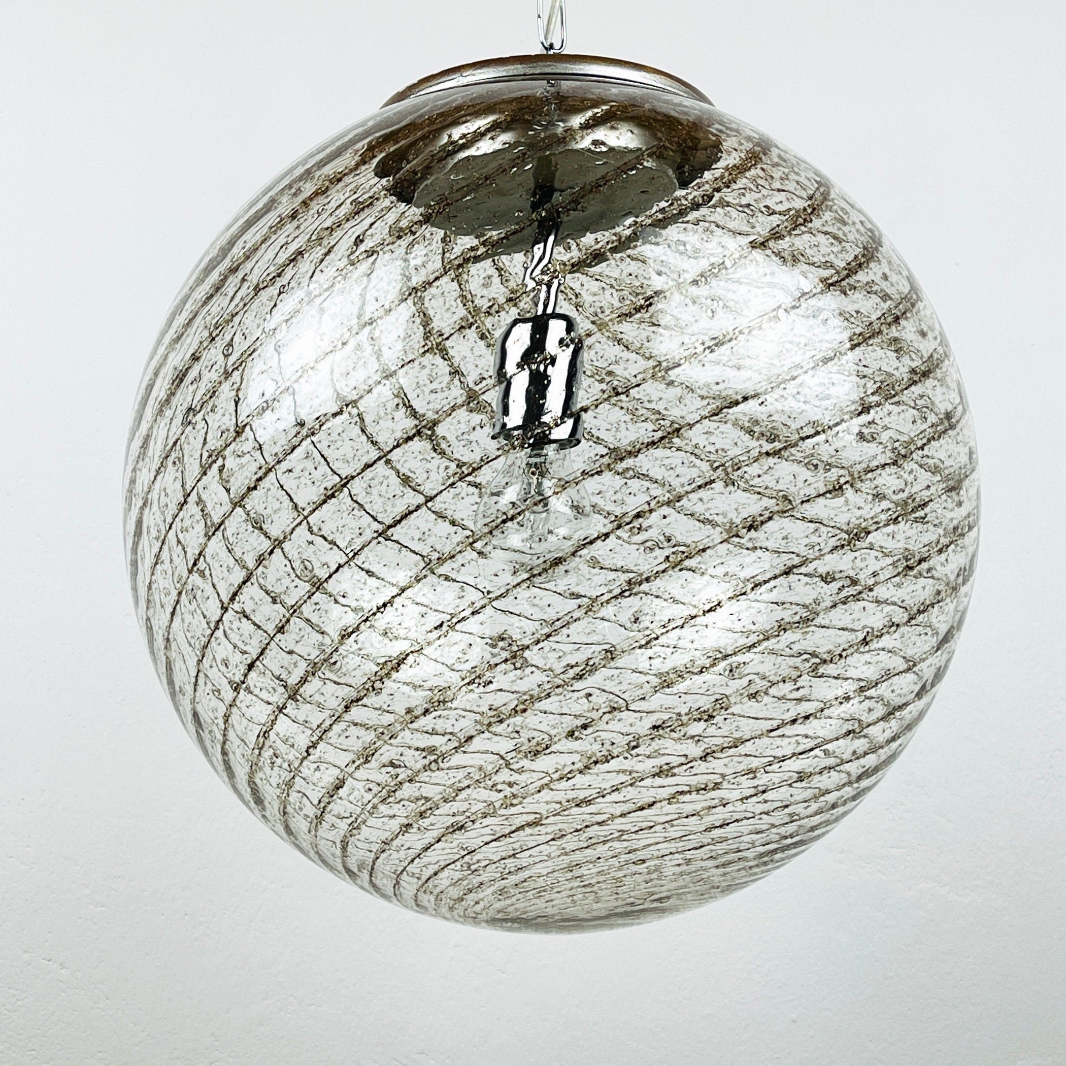 Vintage La Murrina Swirled Murano Glass Pendant Lamp - 1970s Italian Lighting