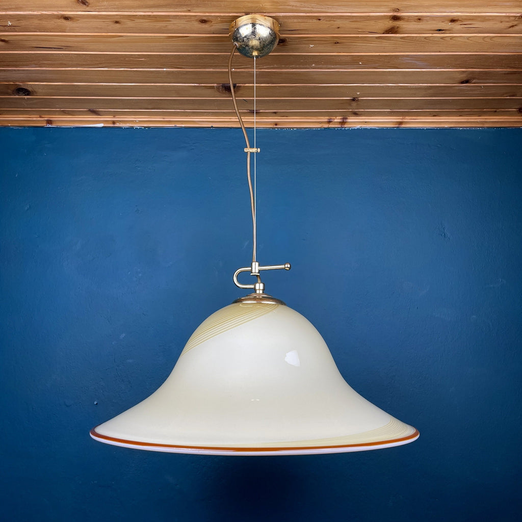 Vintage De Majo Murano Glass Pendant Lamp: Beige Mid-Century Lighting