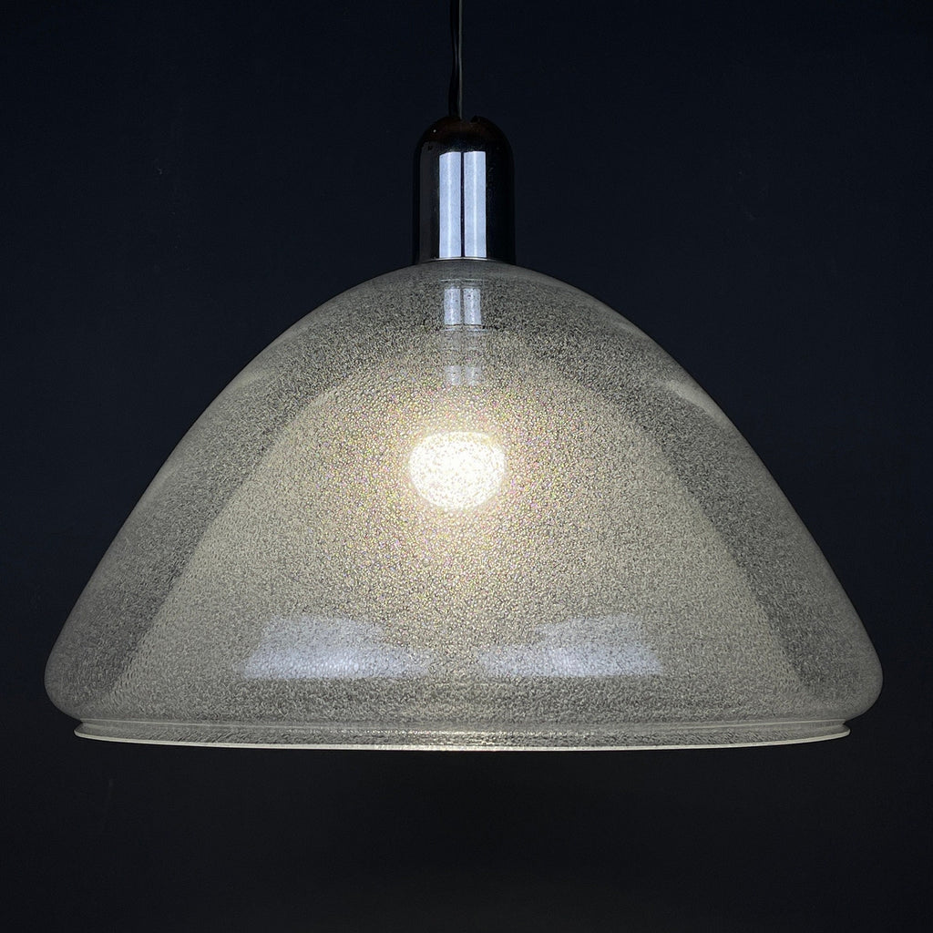 Carlo Nason Murano Glass Pendant Lamp: Mazzega Italian Lighting, 1960s