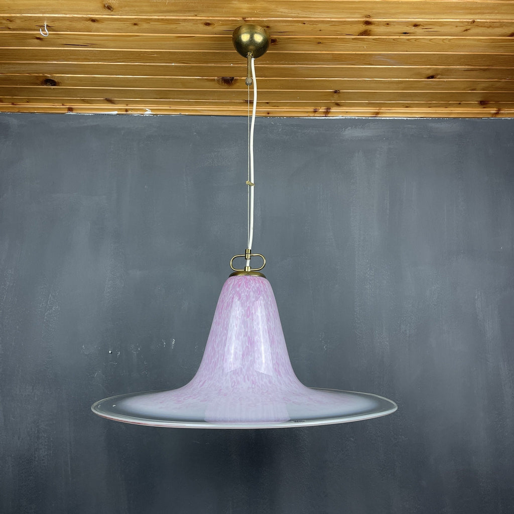 Mid-century pink Murano glass pendant lamp by VeLuce Italy 1970s