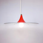 Mid-century pendant lamp Italy 60s Red retro chandelier space age atomic vintage lighting