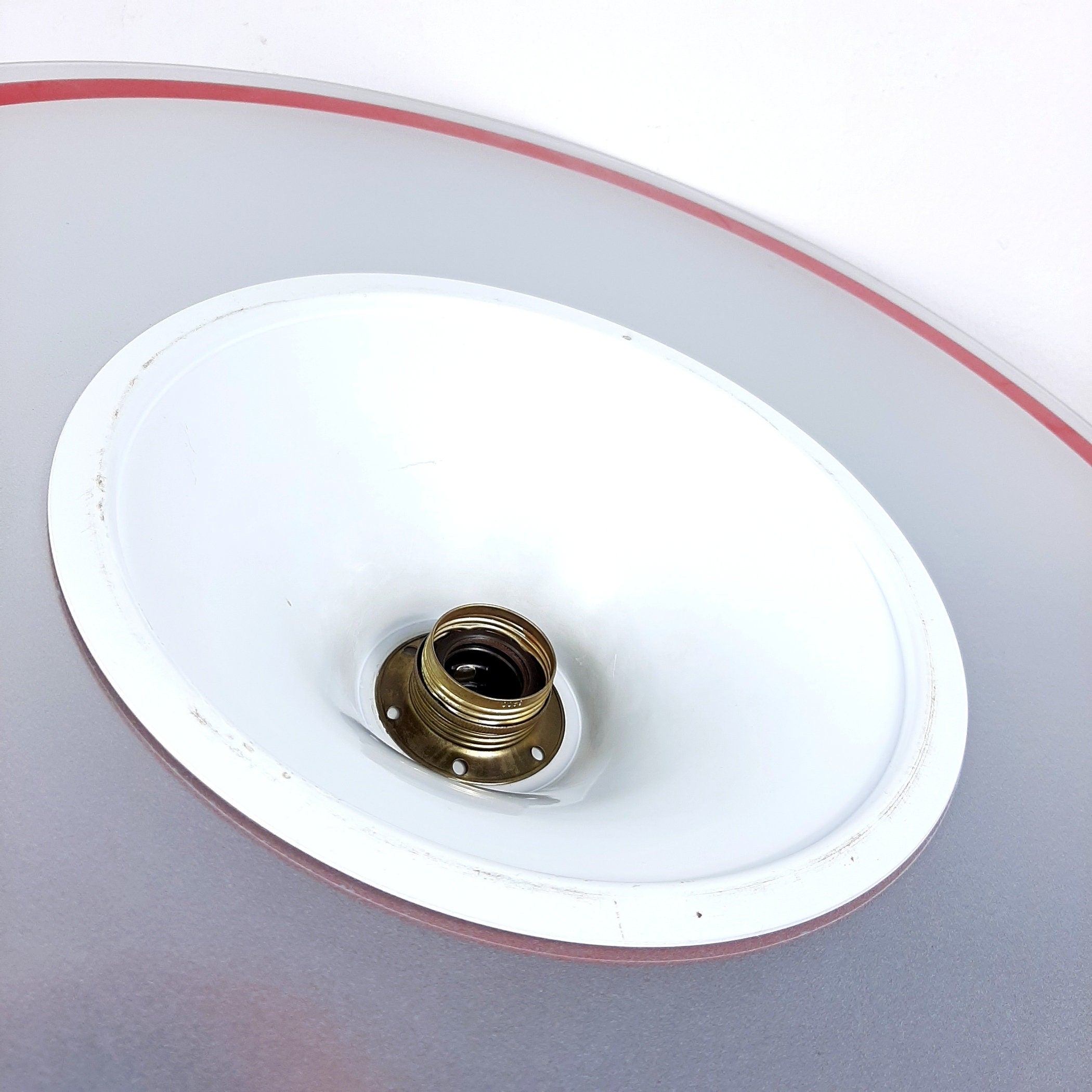 Mid-century pendant lamp Italy 60s Red retro chandelier space age atomic vintage lighting