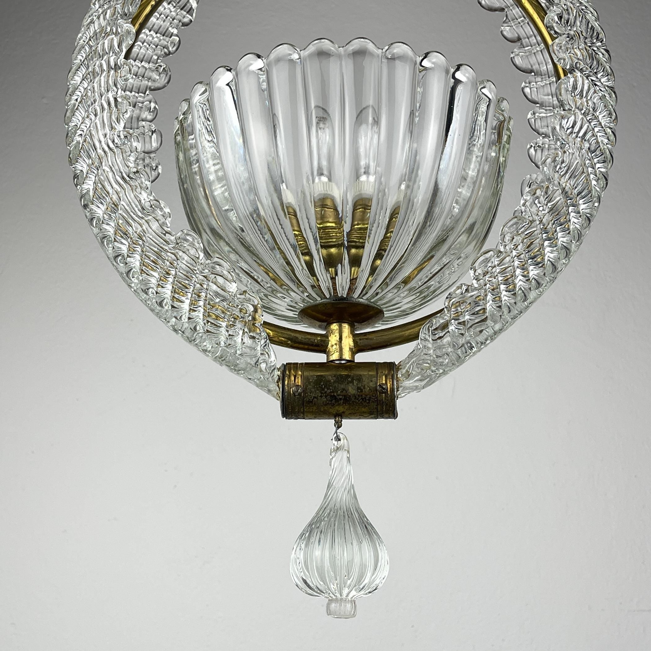 Murano chandelier by Ercole Barovier Barovier & Toso, Italy 1930s