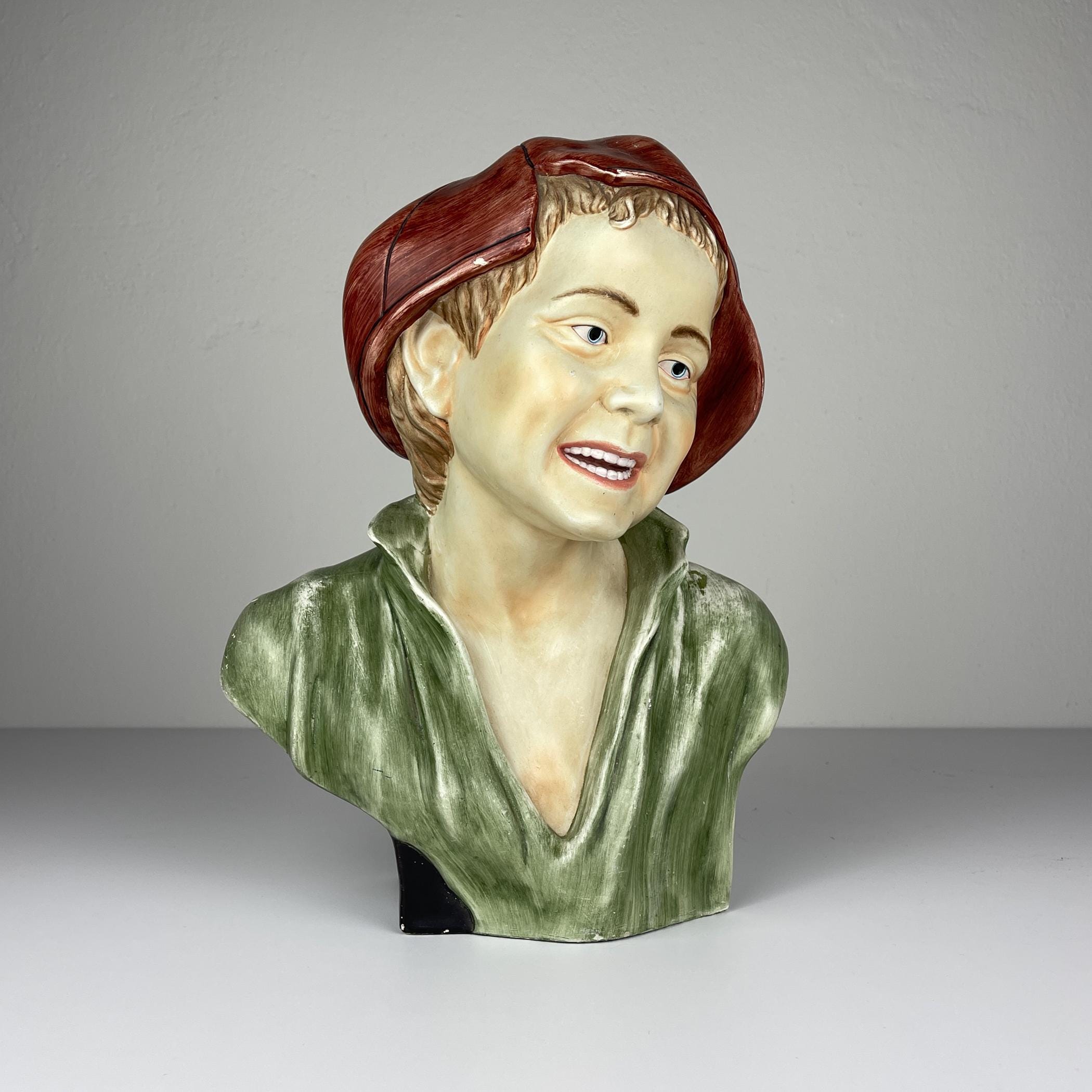 Vintage terracotta bust Boy, COIMBRA, Portugal 1960s, Vintage home decor
