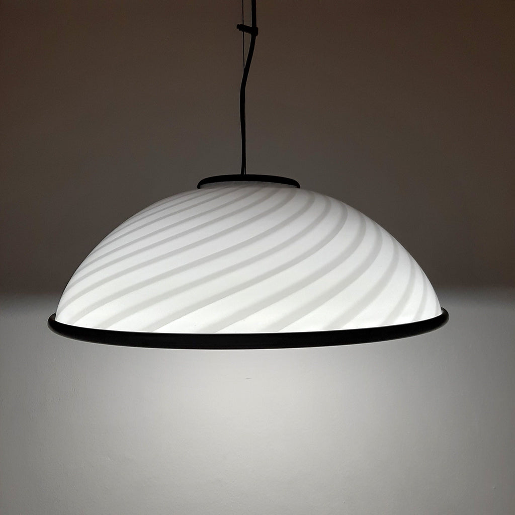 Murano pendant lamp White and Black, Italy 1980s