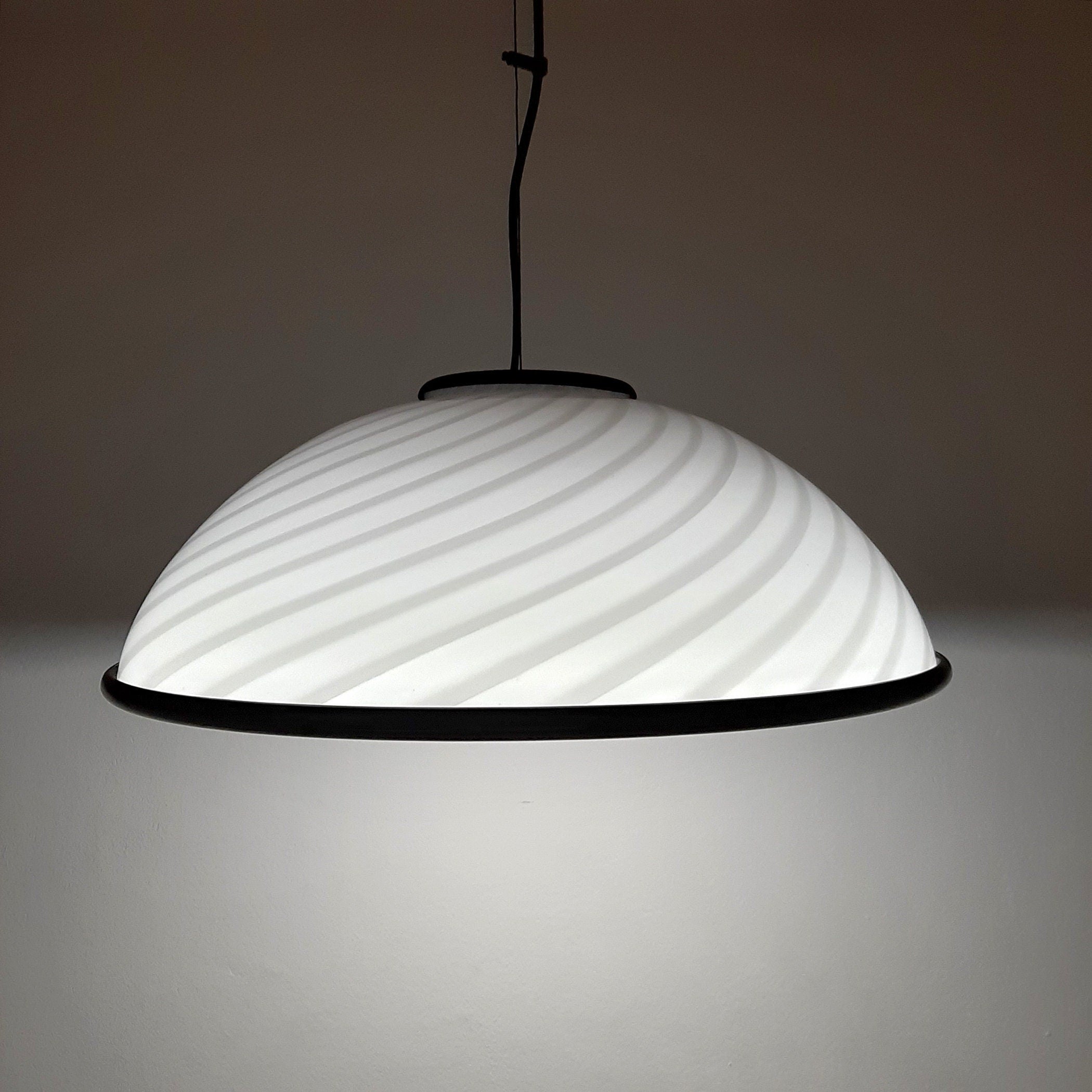 Murano pendant lamp White and Black, Italy 1980s