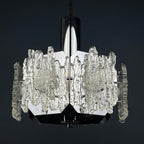 Mid-century ice Murano glass chandelier Italy 1970s Space age Sputnik atomic design
