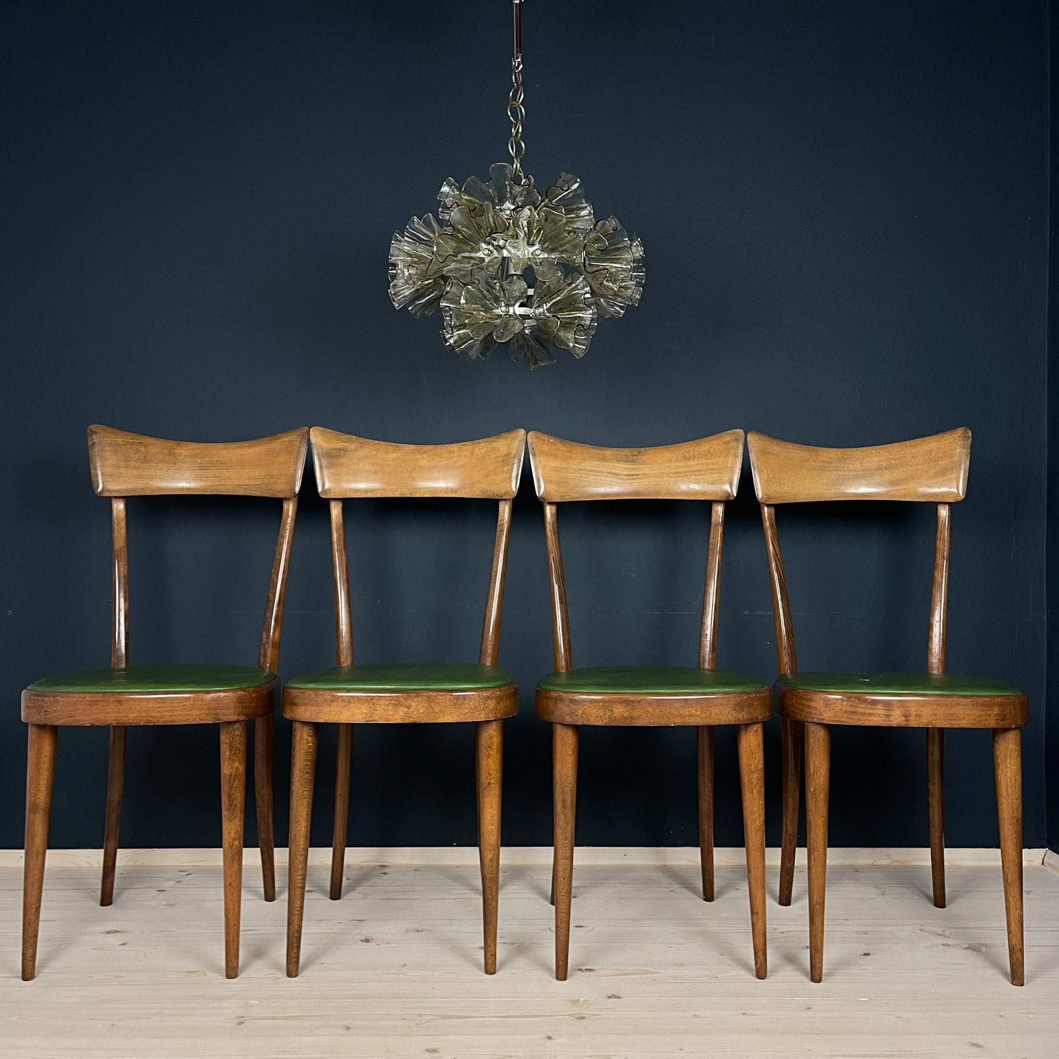 Vintage dining chairs by Pirelli Sapsa, Italy 1950s, Set of 4, Mid-century design