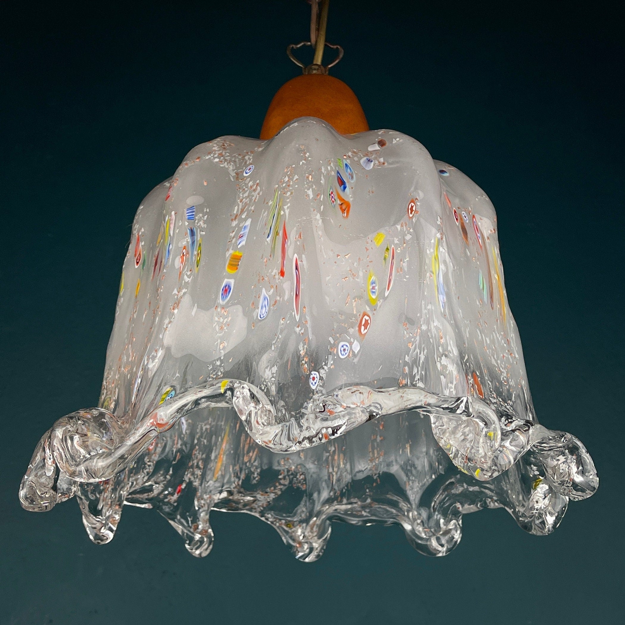 Vintage Murano Glass Pendant Lamp: Sylcom Italian Murrine Lighting