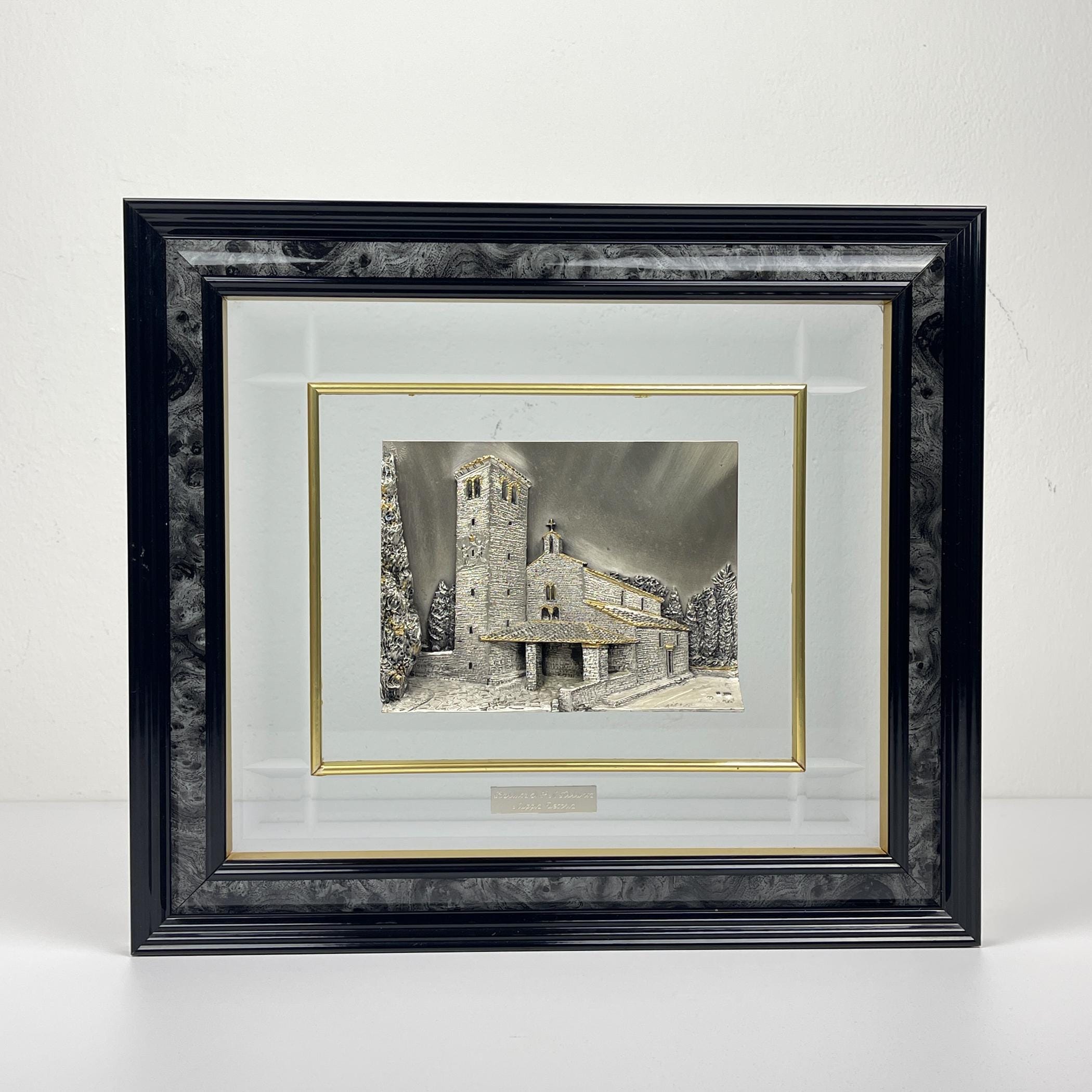 Vintage Sterling Silver Basilica Relief Picture: Italian Home Decor
