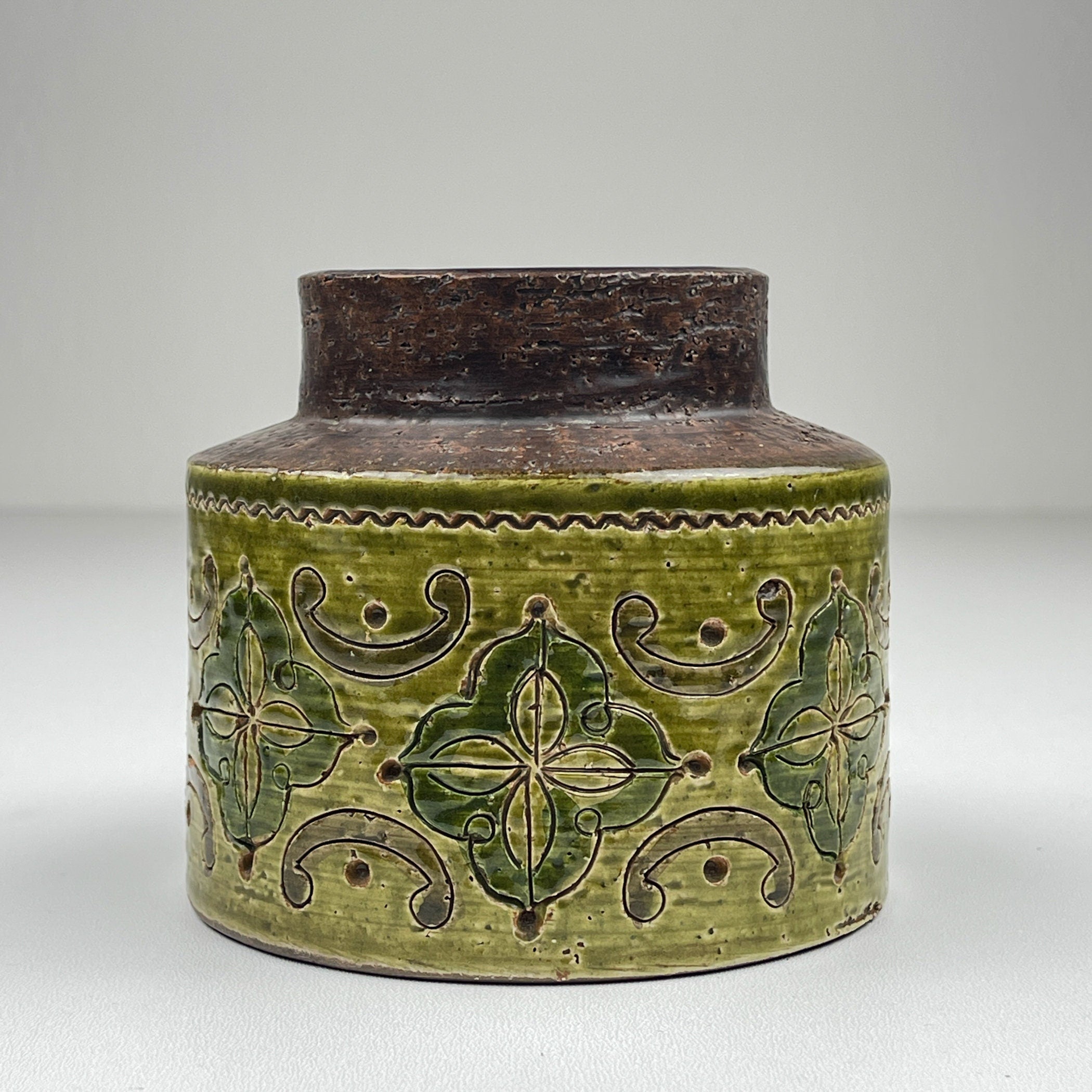 Vintage small ceramic vase, design Aldo Londi, Bitossi, Italy 1970s, Mid-century home decor