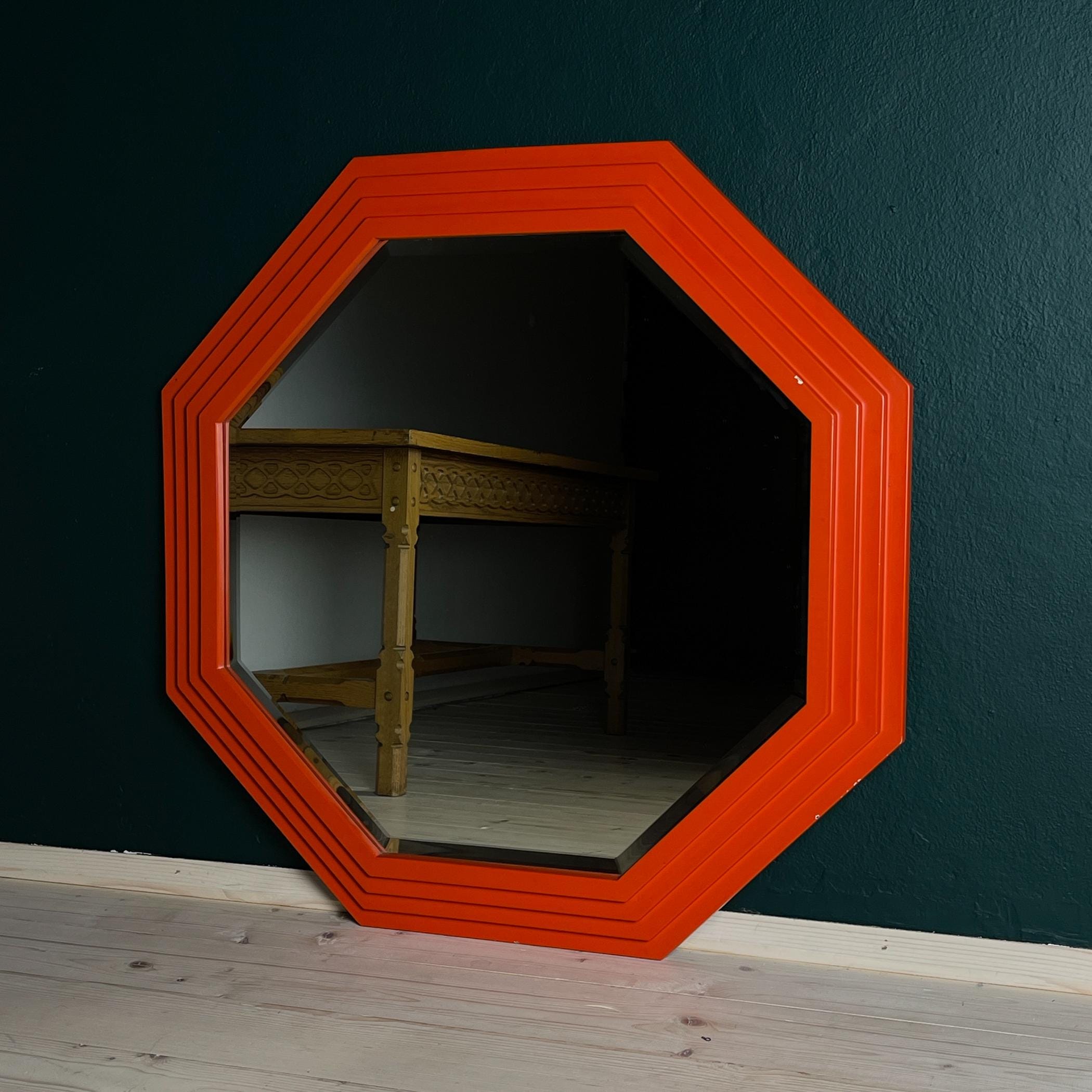 Large vintage wooden mirror Art Deco, Italy, 1960s, Vintage home decor