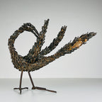 Vintage metal Brutalist sculpture Bird by Salvino Marsura, Italy 1957, Mid-century Modern