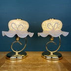 Pair of Pink Murano Glass Table Lamps: Italian Mid-Century Lighting