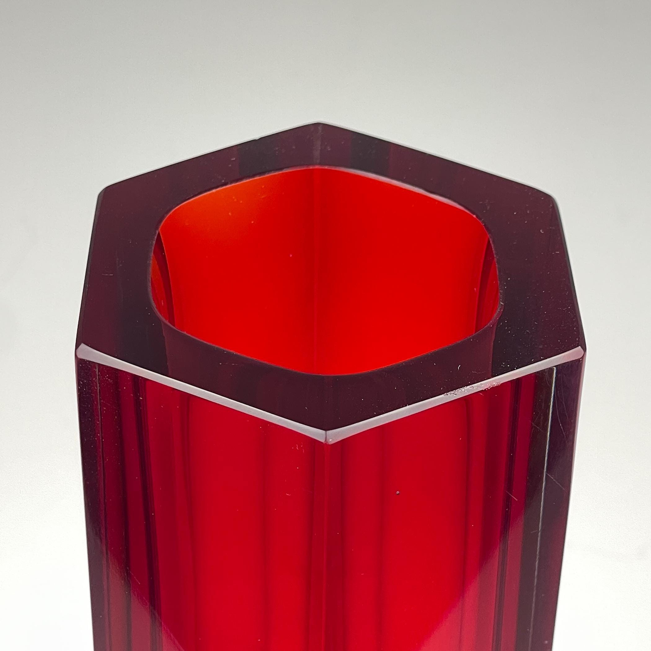 Sommerso murano glass vase style Flavio Poli, Italy 1970s, Vintage home decor