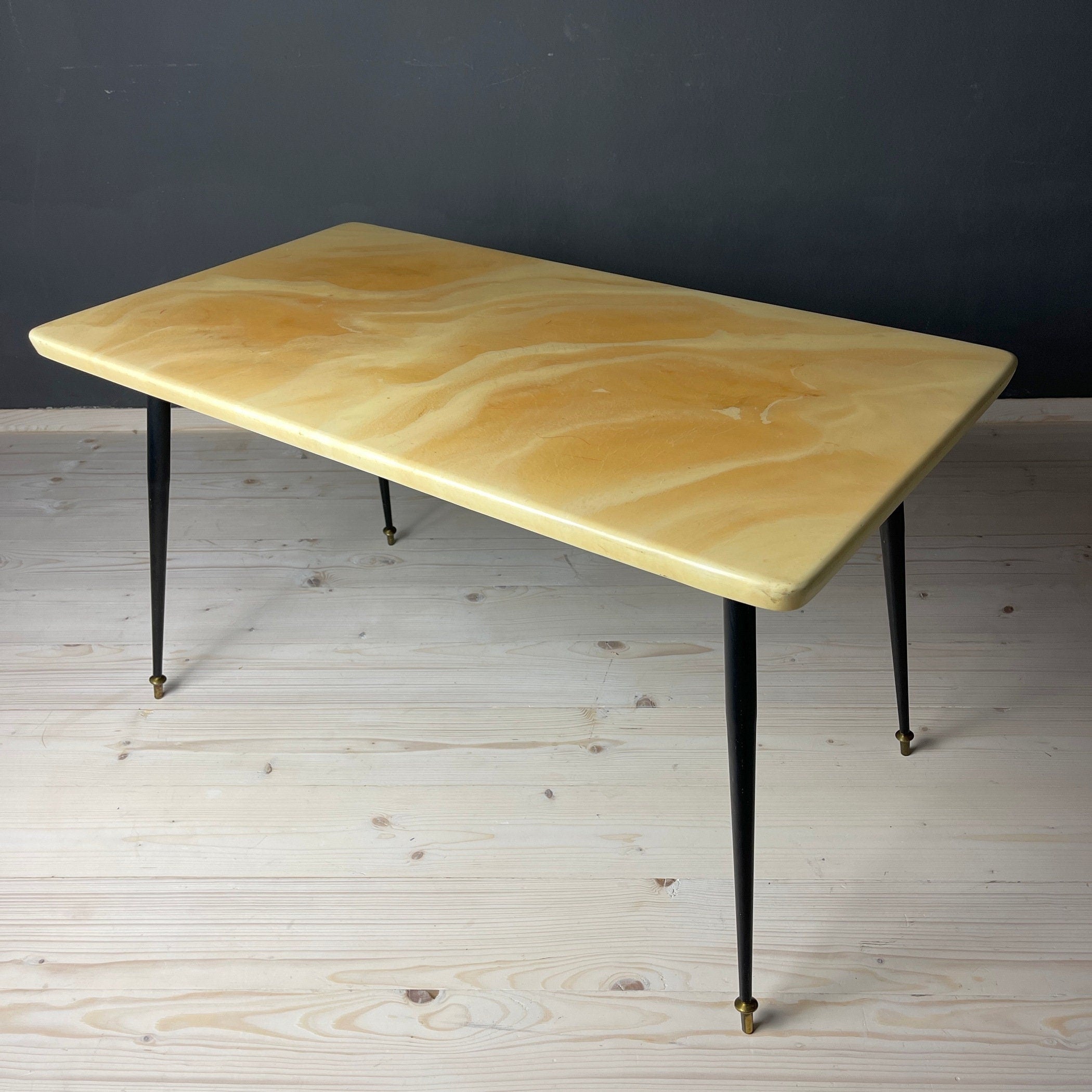 Mid-century beige coffee table Italy 1950s Art deco Vintage Italian Modern