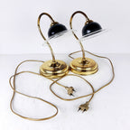 Vintage Gold Bedside Lamps: Italian Retro Mid-Century Lighting Pair