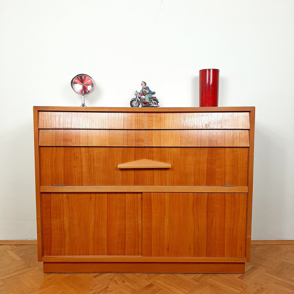 Mid-century retro wood chest of drawers 60s Modern  Scandinavian Style Vintage