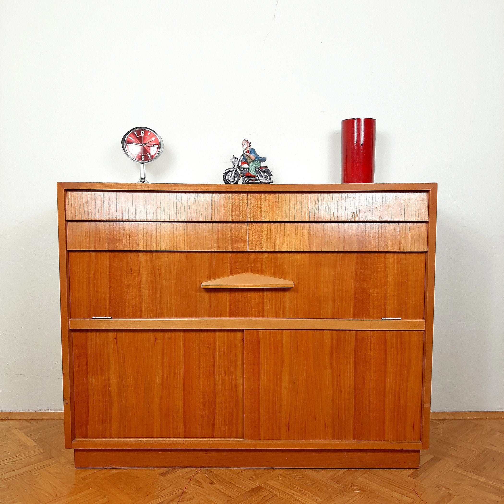Mid-century retro wood chest of drawers 60s Modern  Scandinavian Style Vintage