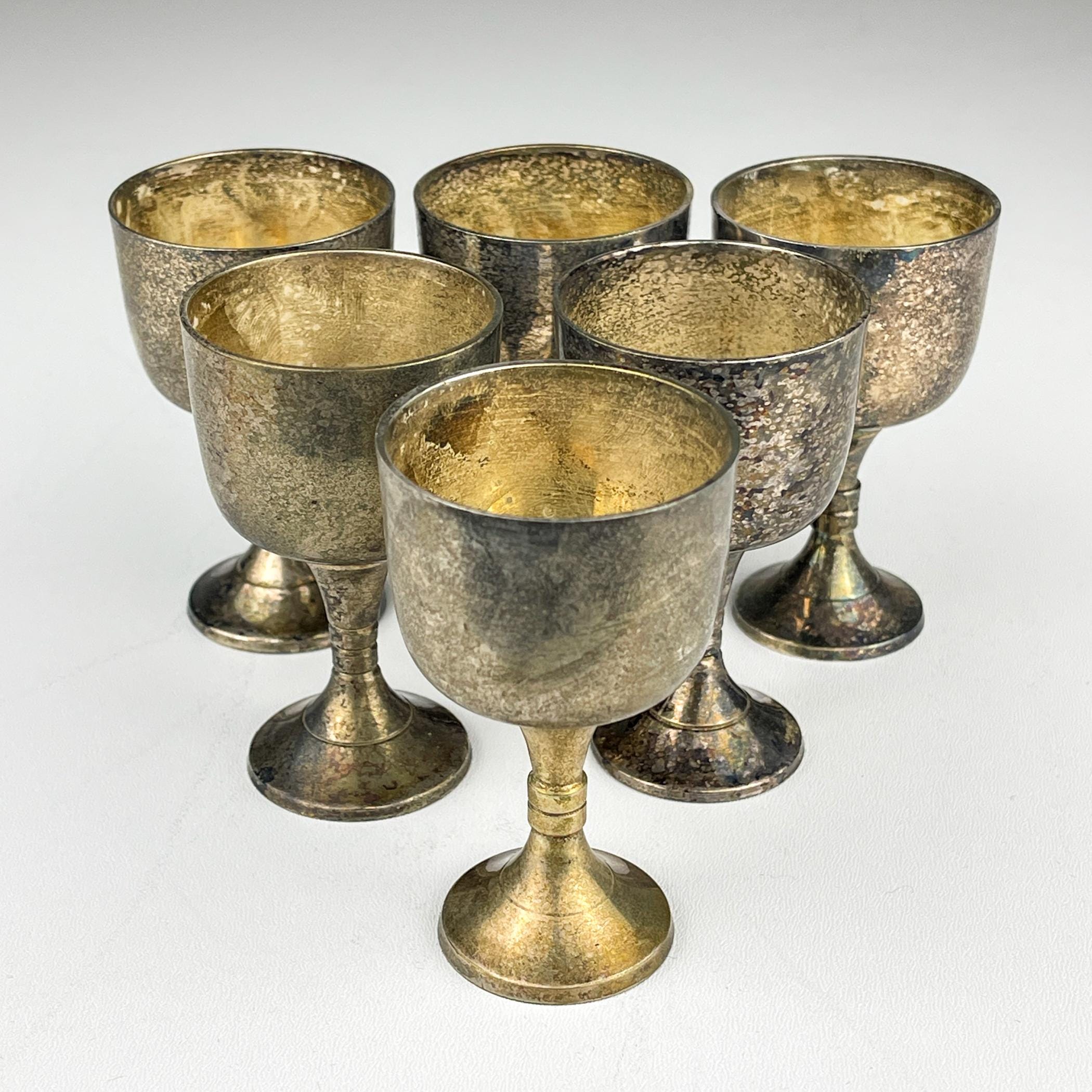 Antique Silver Plate Glass Set: Sheffield Edward Collection, England 1890s