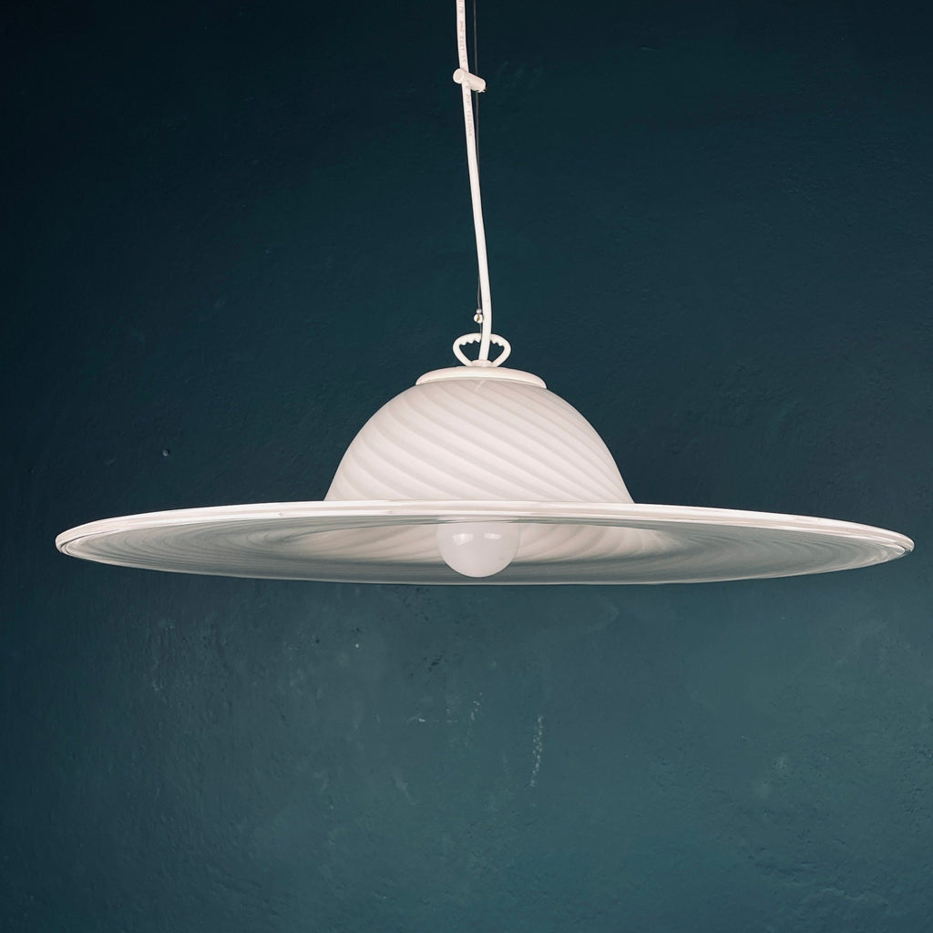 Vintage Swirl Murano Glass Pendant Lamp - Italian Mid-Century Lighting