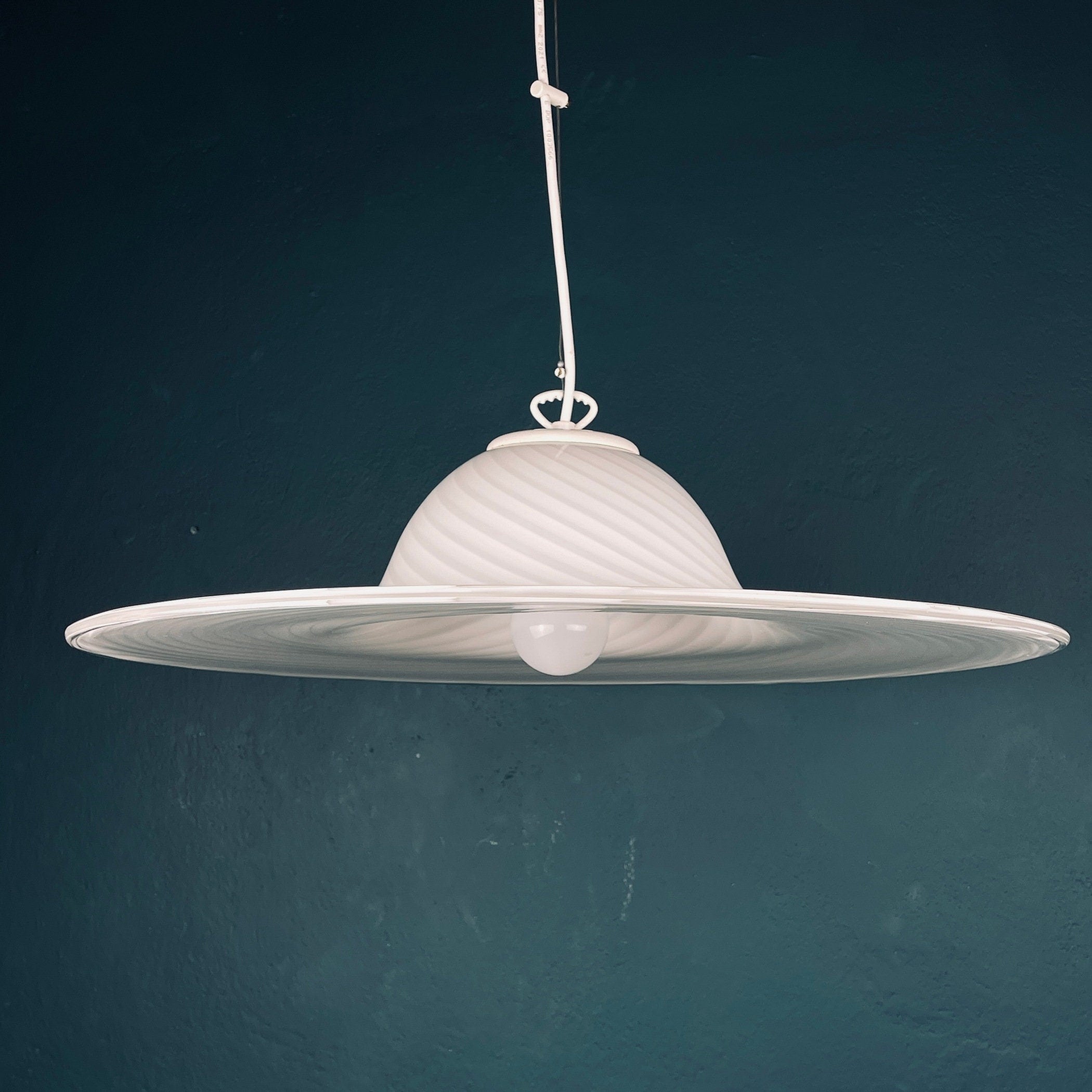 Vintage Swirl Murano Glass Pendant Lamp - Italian Mid-Century Lighting