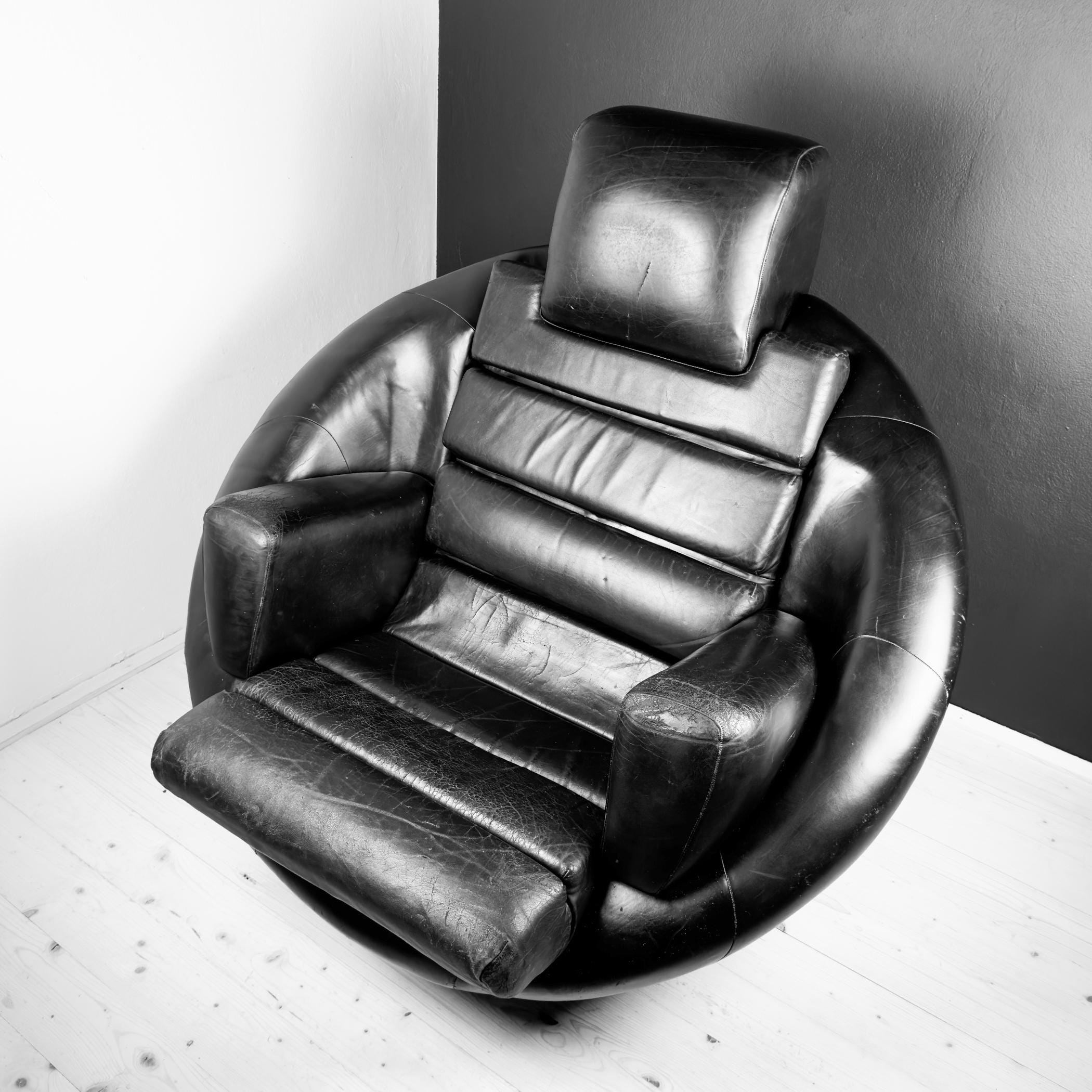 Brutalist black armchair by Boris Krstulović, Yugoslavia, Croatia, 1970s