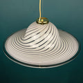 Classic swirl Murano glass pendant lamp Italy 1970s White Mid-century Lighting Vintage chandelier