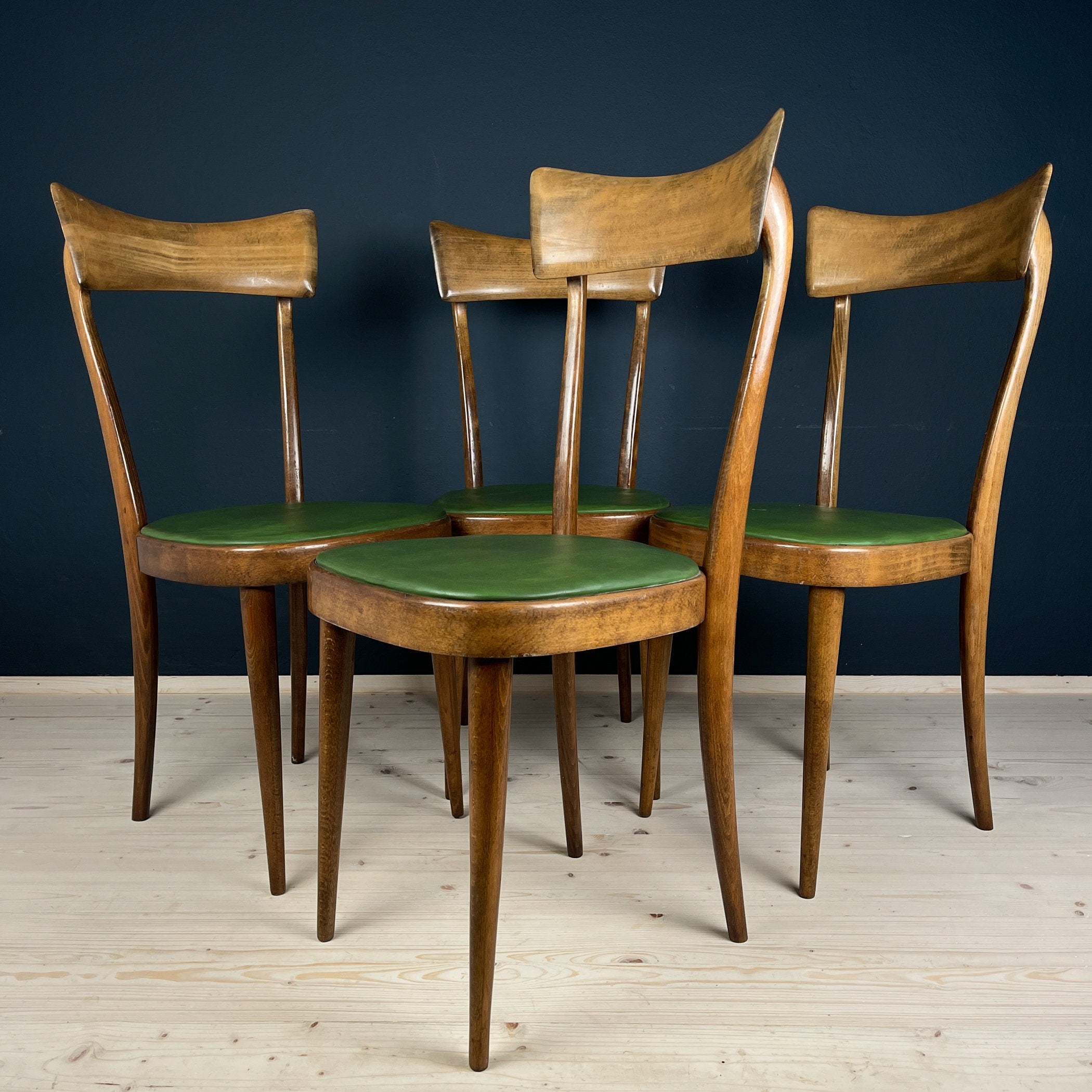 Vintage dining chairs by Pirelli Sapsa, Italy 1950s, Set of 4, Mid-century design