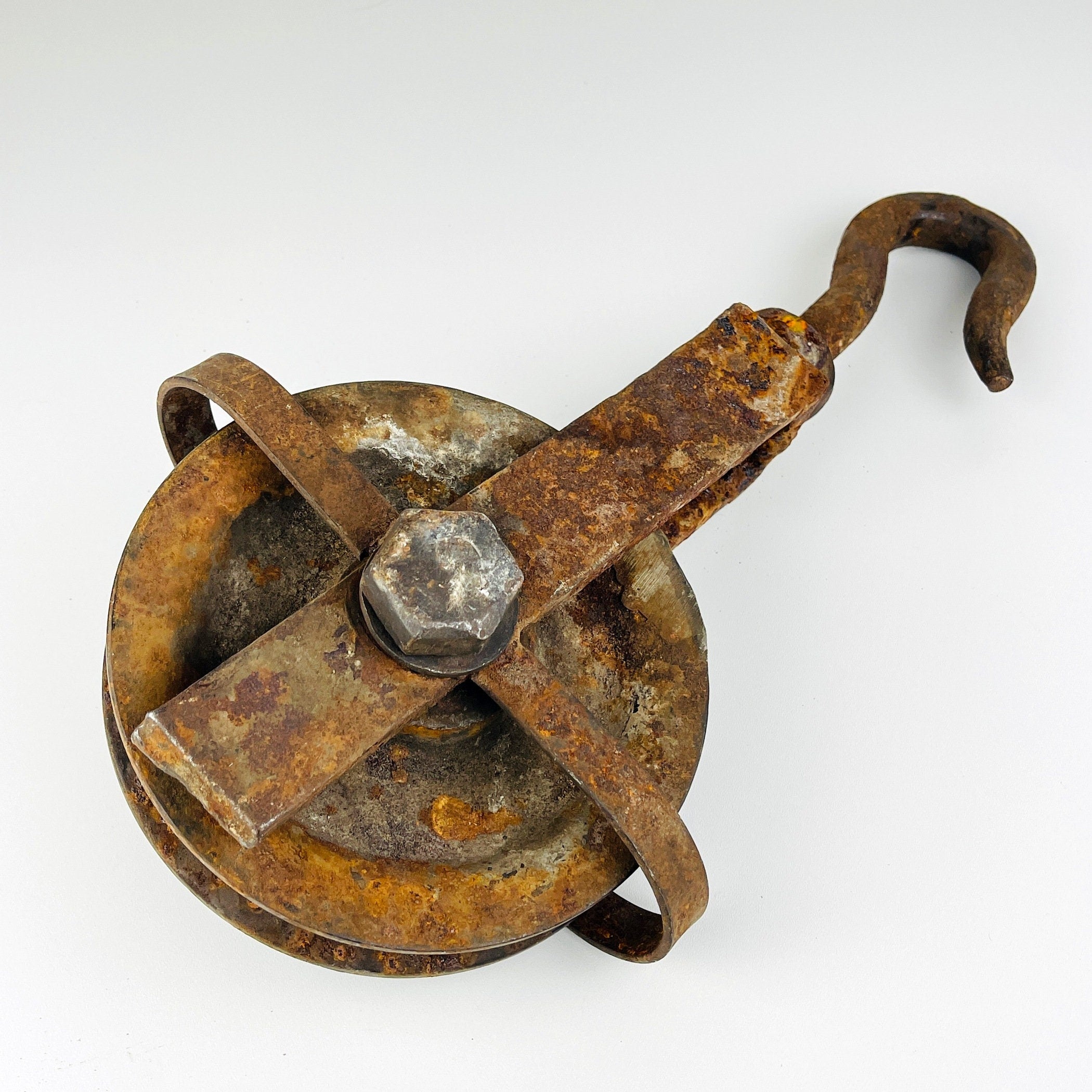 Vintage large pulley Yugoslavia 1950s Industrial Home Decor Retro Loft Steel Rope Pulley