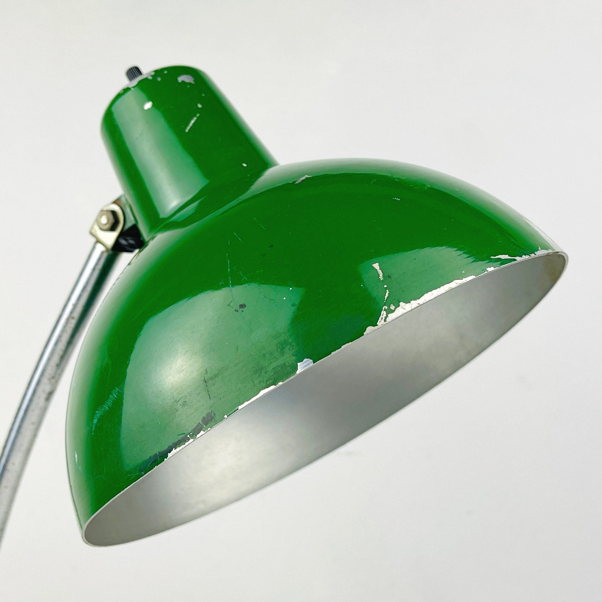 Green Industrial metal desk lamp A.Perazzone TORINO Italy 1960s Mid-century office table lamp