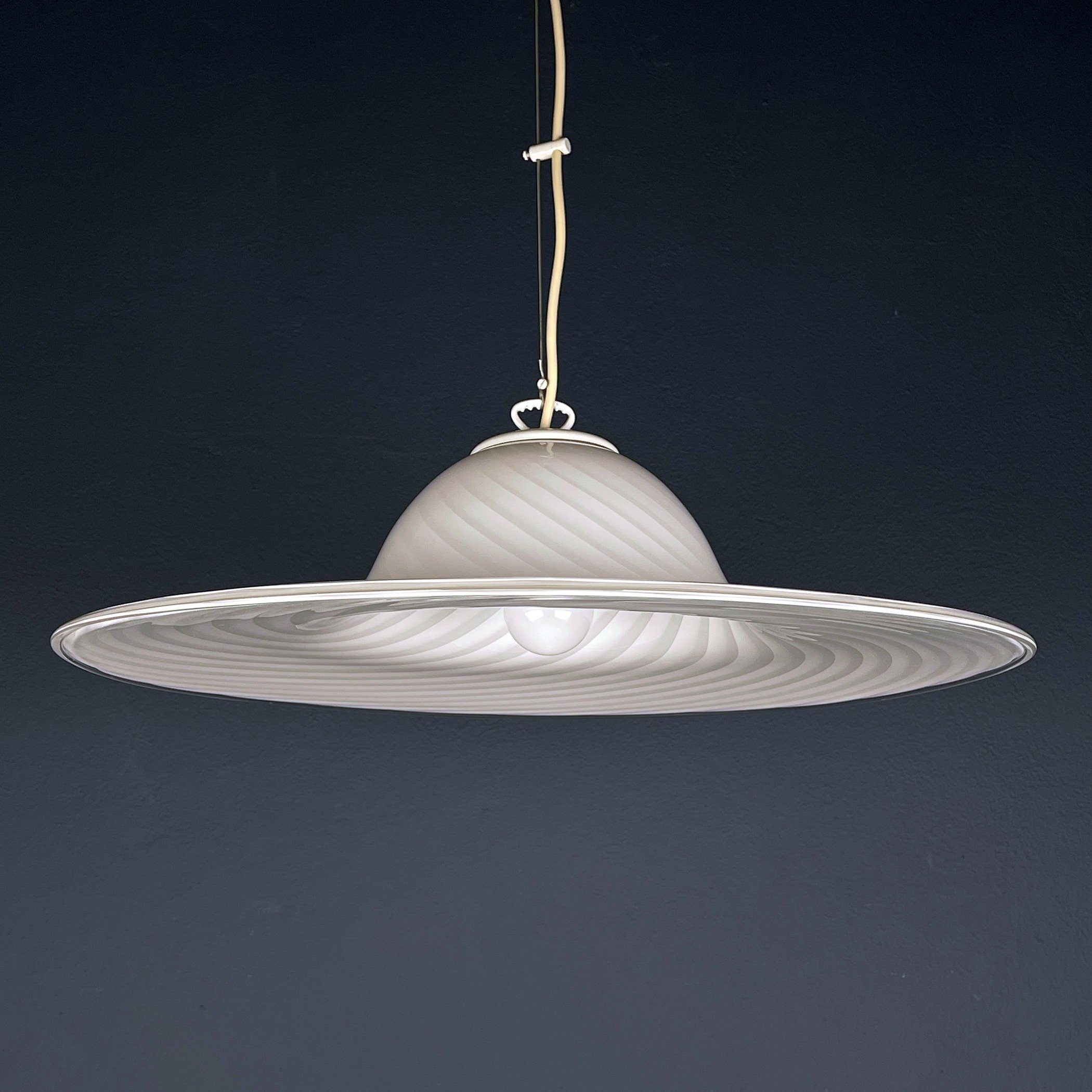 Swirl Murano Glass Pendant Lamp: Mid-Century Italian Lighting