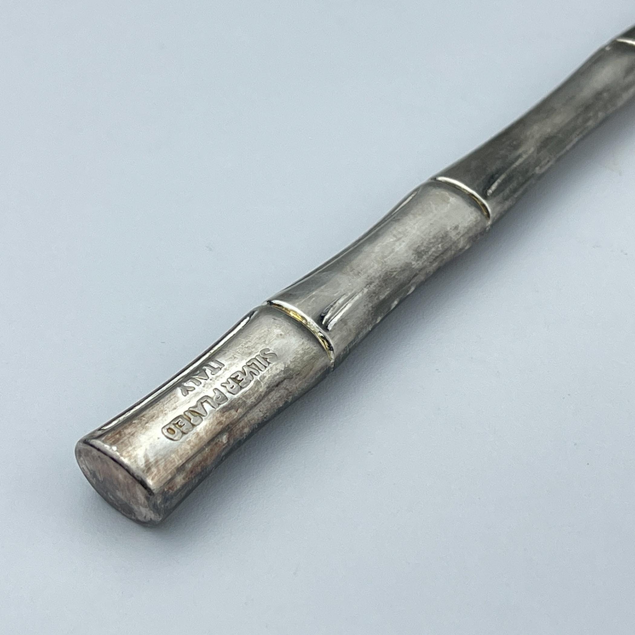Vintage silver plated cake spatula with a bamboo-shaped handle, Italy 1950s
