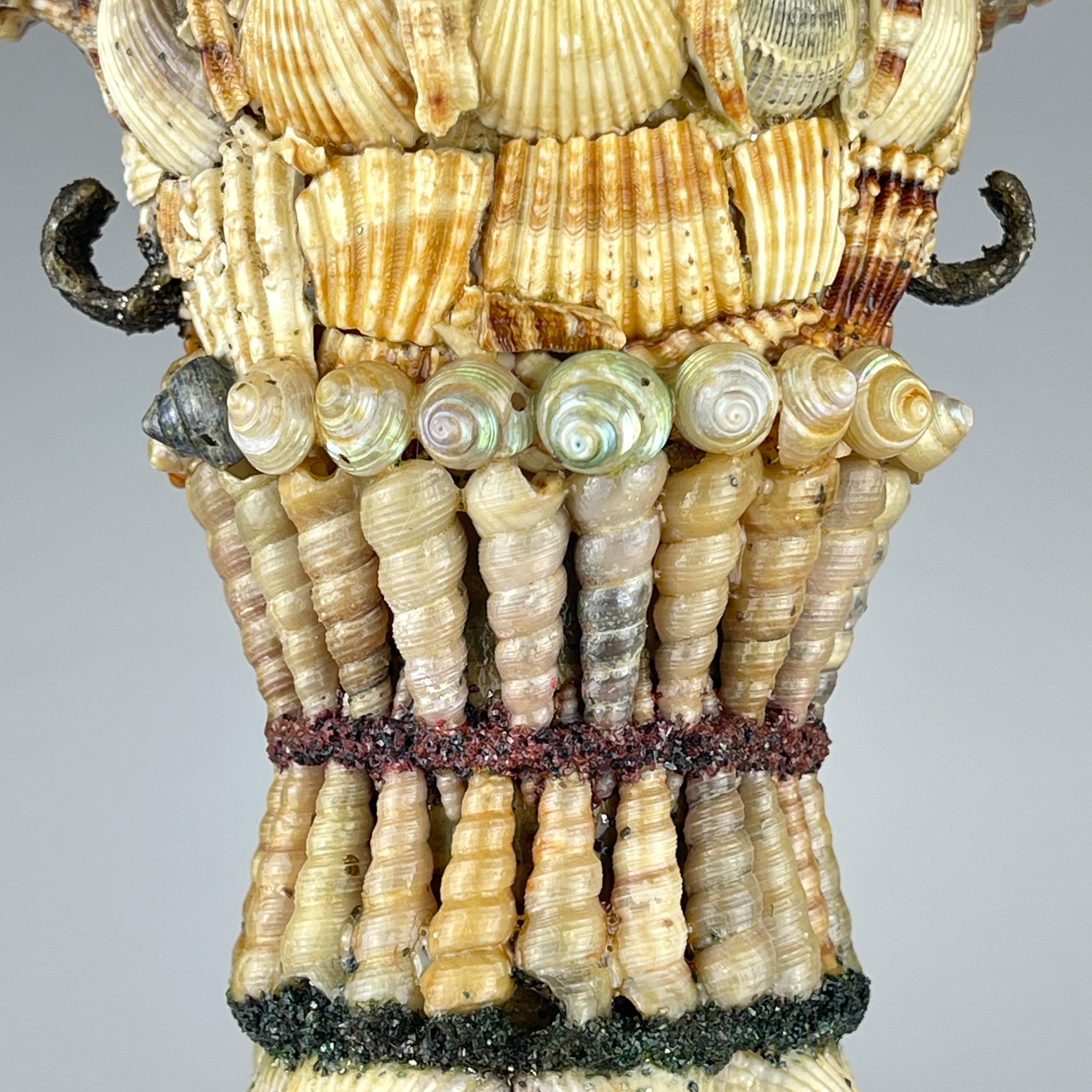 Vintage vase of shells 70s, Vintage home decor
