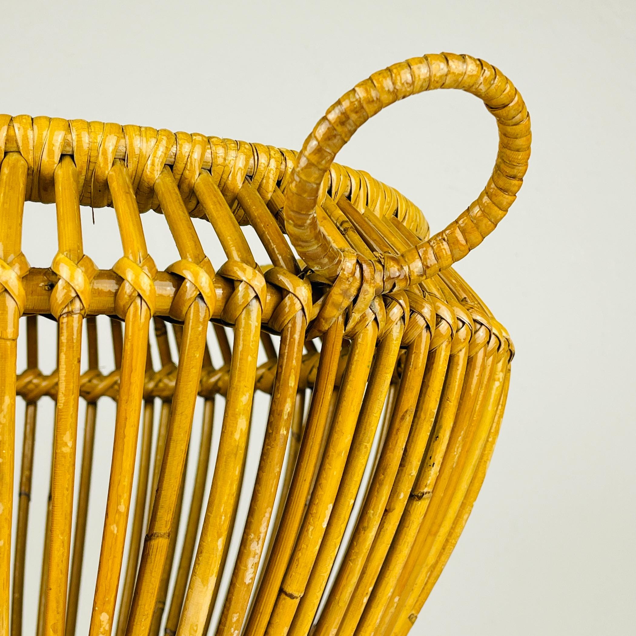 Vintage rattan basket, Italy 1960s, Vintage home decor