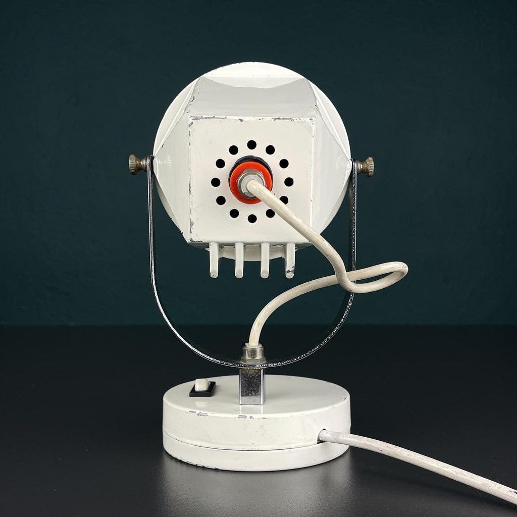Mid-century white desk lamp, Italy 1960s, Retro lighting Space Age Atomic