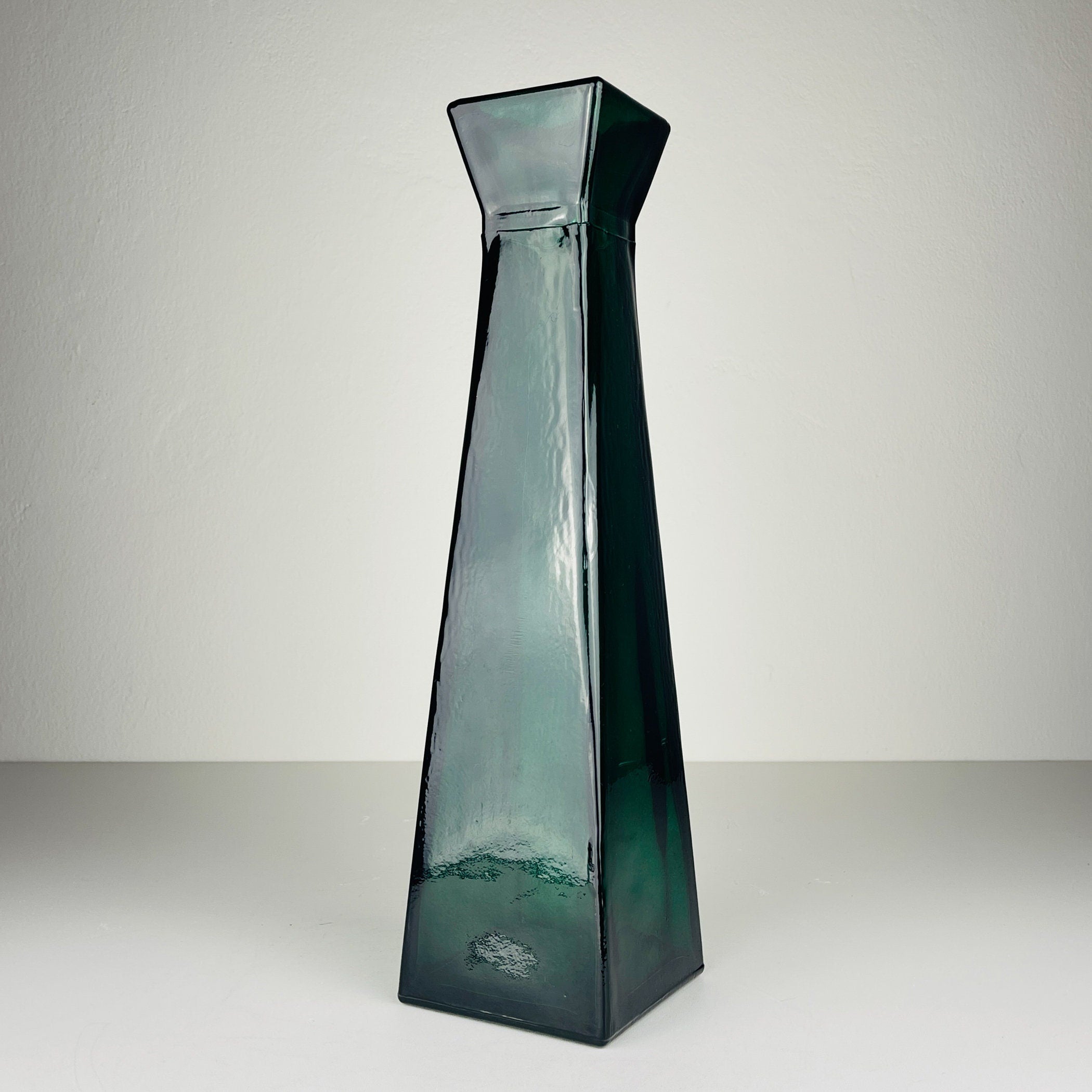 Vintage green bottle glass vase, Italy, 1980s