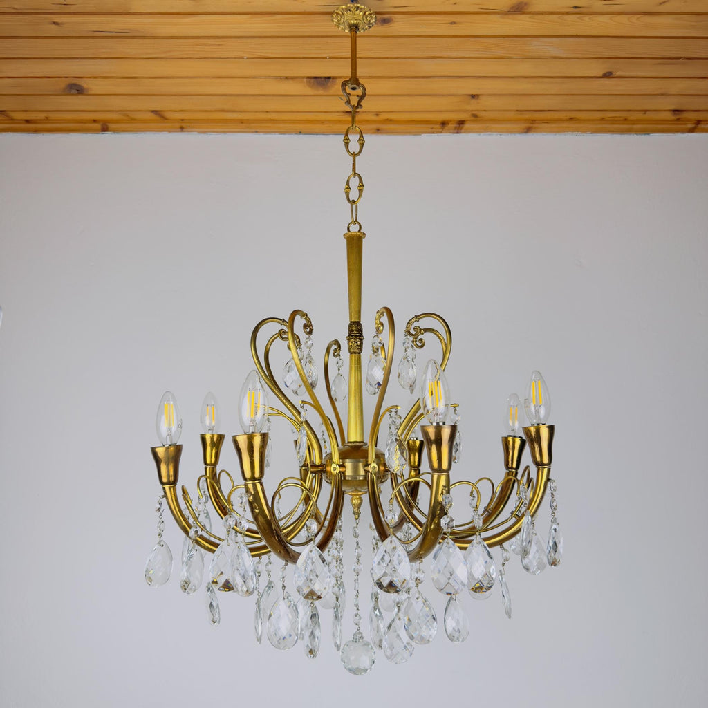 Vintage crystal chandelier, Italy 1950s