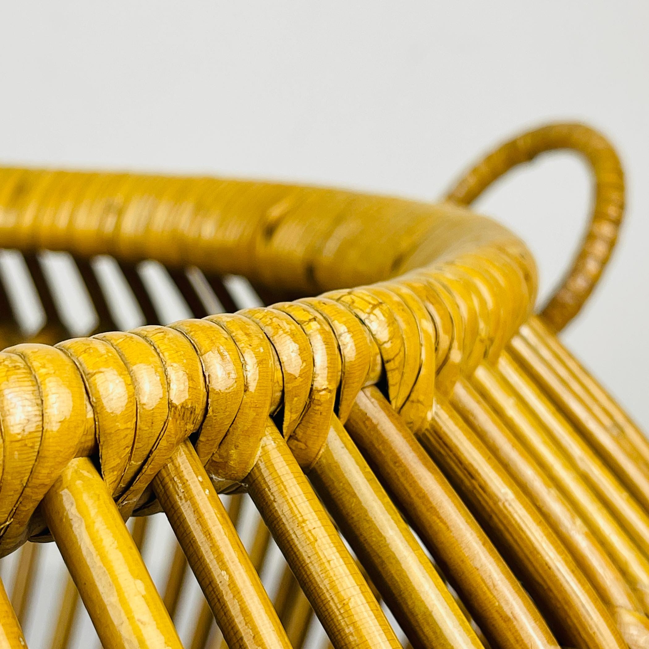 Vintage rattan basket, Italy 1960s, Vintage home decor